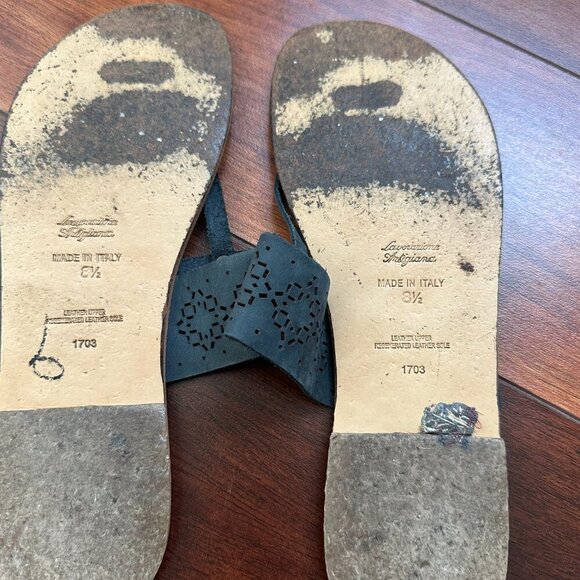 Sophia Milano Leather T-Strap Sandals Made in Italy Size 8 1/2 - Picture 3 of 7